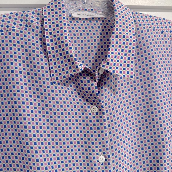 Amina Rubinacci Silk Long Sleeve Collared Button Down, Size 52 (US 14/16) - Picture 2 of 5